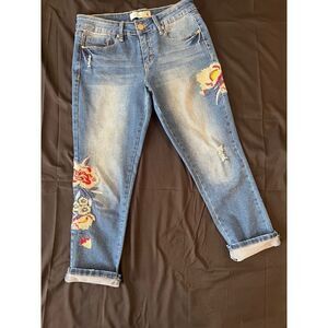 Royalty For Me Cropped Embroidered Jeans